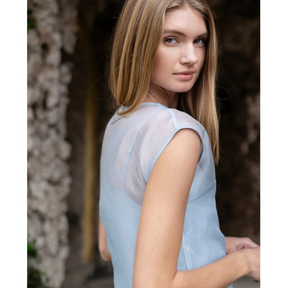 NWT rare Julia Amory Grace Dress in organza chambray blue - Picture 4 of 8